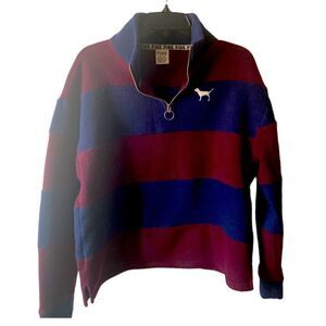 Victoria’s Secret PINK Polar Fleece Quarter Zip Pullover Jacket Size Small S